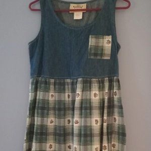 Vintage TIMELESS GOOD SHOW TICKETS CLOTHING Denim & Plaid Dress 5/6